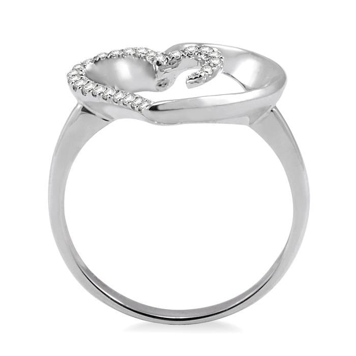 Silver Heart Shape Diamond Fashion Ring