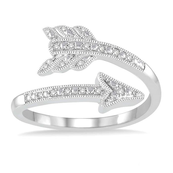 Silver Arrow Diamond Fashion Open Ring