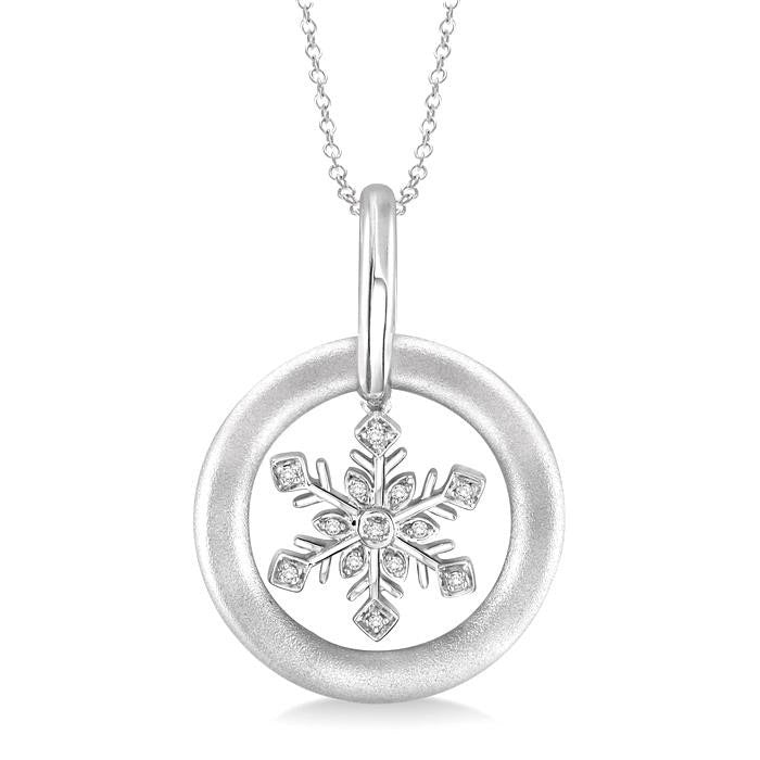 Silver Snow Flake Diamond Fashion Pendant