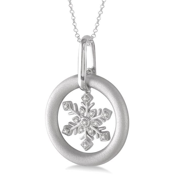 Silver Snow Flake Diamond Fashion Pendant