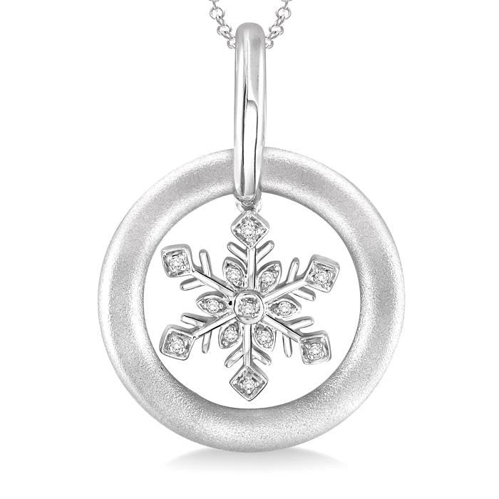 Silver Snow Flake Diamond Fashion Pendant