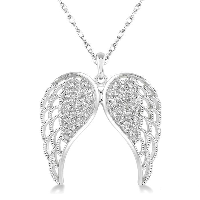 Silver Angel Wings Diamond Fashion Pendant