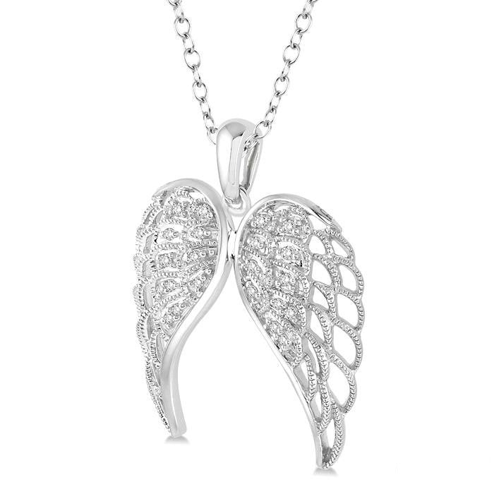 Silver Angel Wings Diamond Fashion Pendant