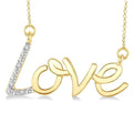1/50 Ctw 'Love' Calligraphed Round Cut Diamond Fashion Pendant With Chain in Yellow Gold Vermeil