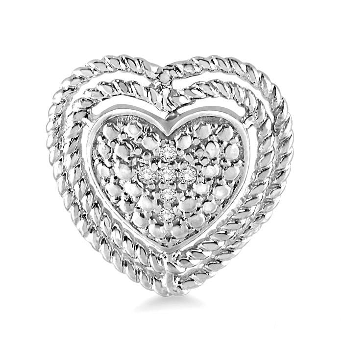 Silver Heart Shape Diamond Fashion Earrings