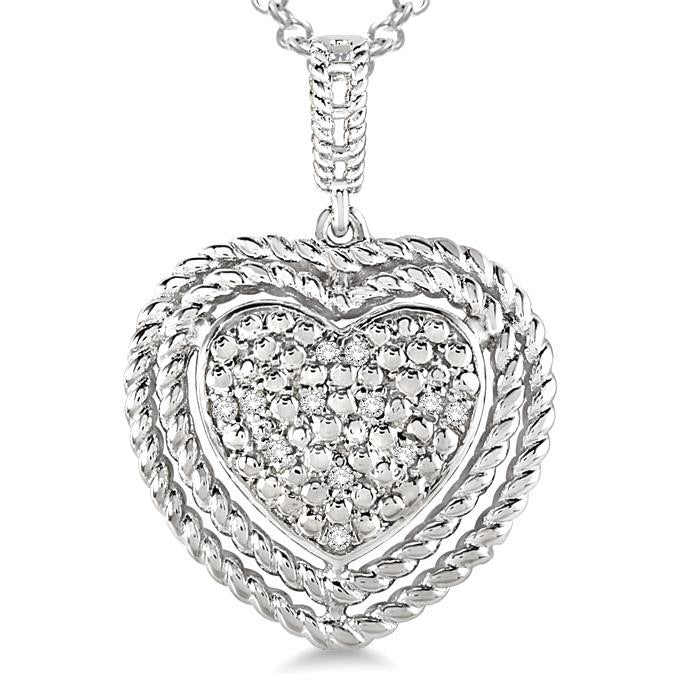 Silver Heart Shape Diamond Fashion Pendant