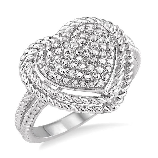 1/20 Ctw Round Cut Diamond Heart Ring in Sterling Silver