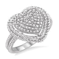Silver Heart Shape Diamond Fashion Ring