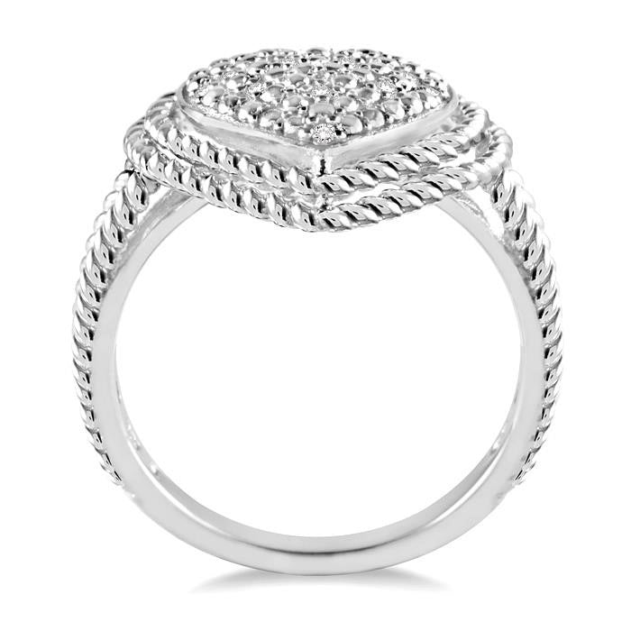 Silver Heart Shape Diamond Fashion Ring