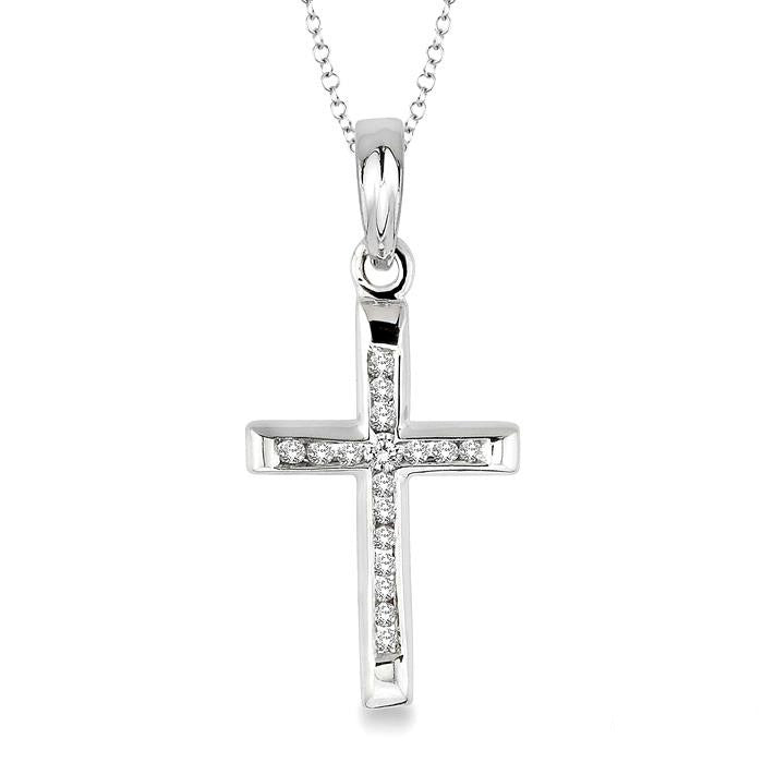 Silver Cross Channel Set Diamond Fashion Pendant