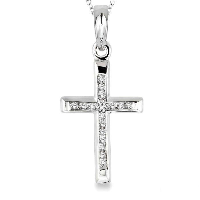Silver Cross Channel Set Diamond Fashion Pendant