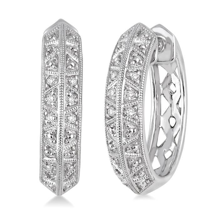 1/20 Ctw Round Cut Diamond Fashion Earrings in Sterling Silver