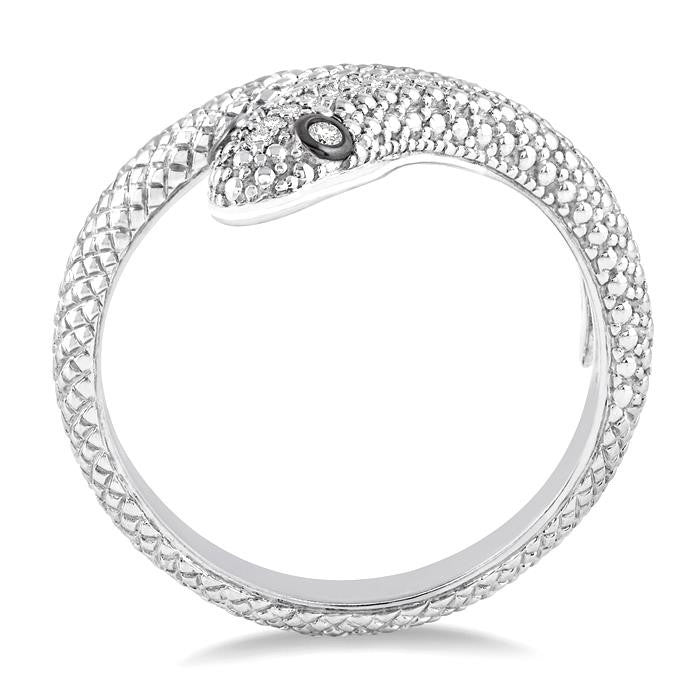 1/20 Ctw Round Cut Diamond Snake Ring in Sterling Silver