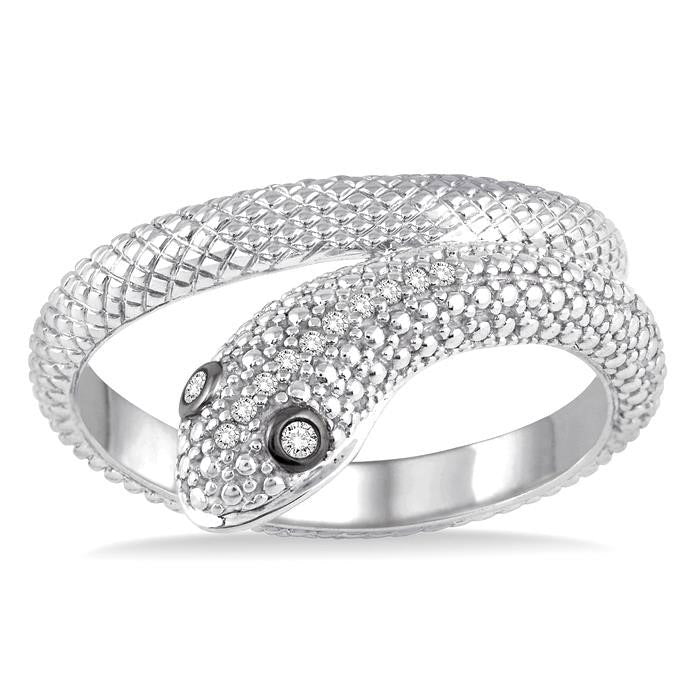 Silver Snake Diamond Fashion Ring