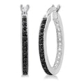 1/3 Ctw White and Black Diamond Hoop Earrings in Sterling Silver