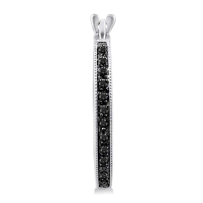 1/3 Ctw White and Black Diamond Hoop Earrings in Sterling Silver