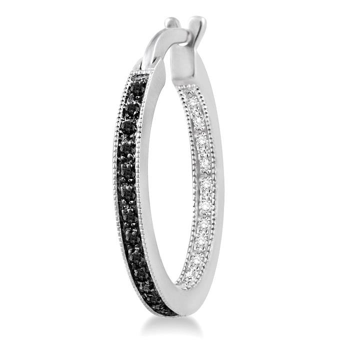 Silver Diamond Hoop Earrings