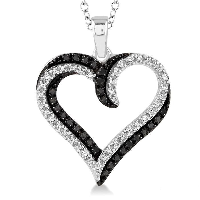 Waverly Zofia Silver Heart Shape Black Diamond Fashion Pendant