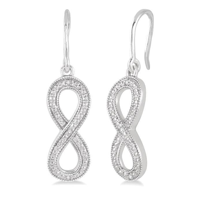 Infinity Shape Silver Diamond Fashion Earrings