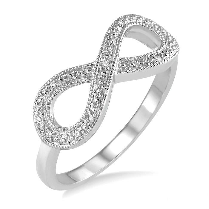Silver Infinity Shape Diamond Ring