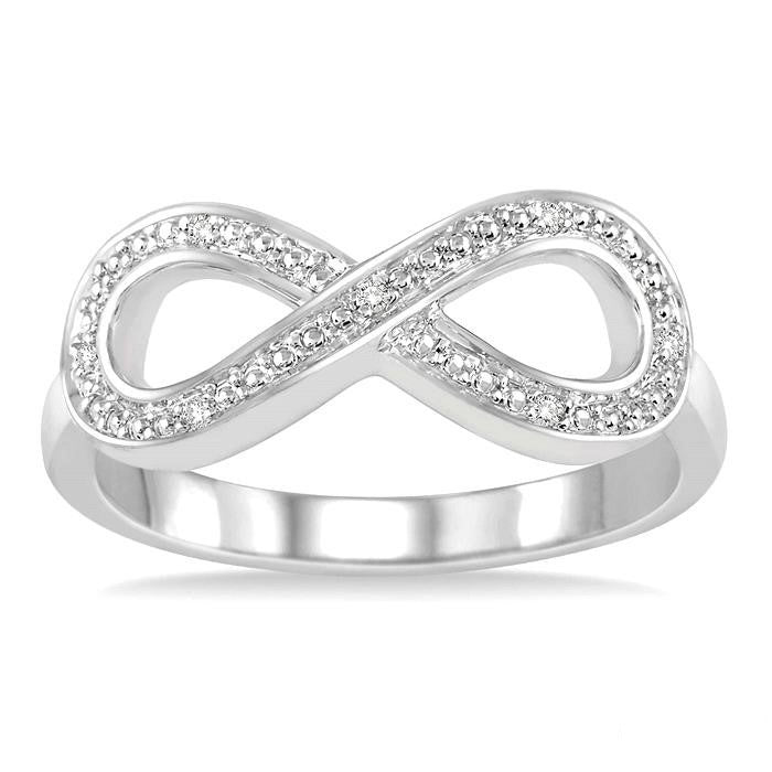 Silver Infinity Shape Diamond Ring