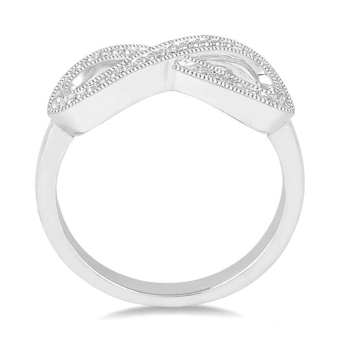 Silver Infinity Shape Diamond Ring