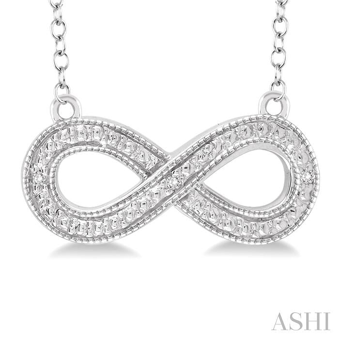1/50 Ctw Round Cut Diamond Infinity Pendant in Sterling Silver with Chain