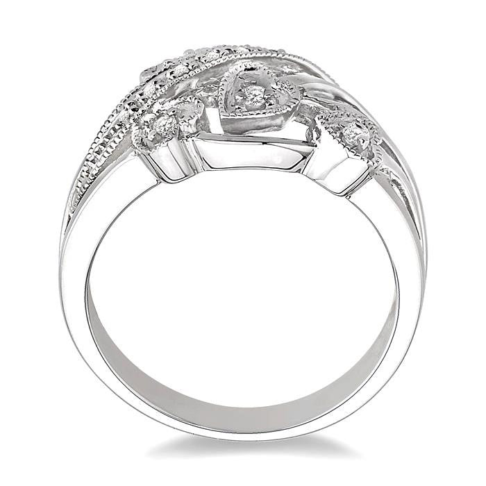 Silver Heart Shape Diamond Fashion Ring