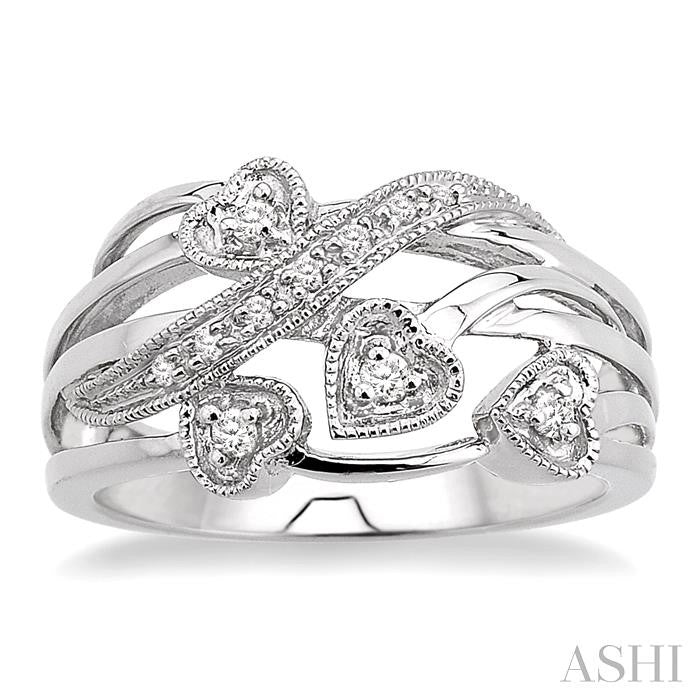 1/20 Ctw Round Cut Diamond Crossover Heart Ring in Sterling Silver
