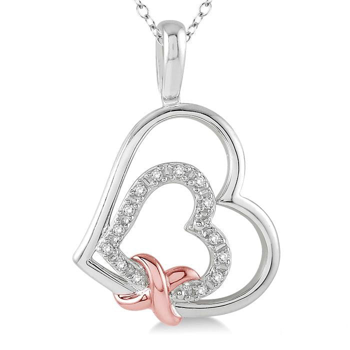 Freya Silhouette Silver Heart Shape Diamond Fashion Pendant