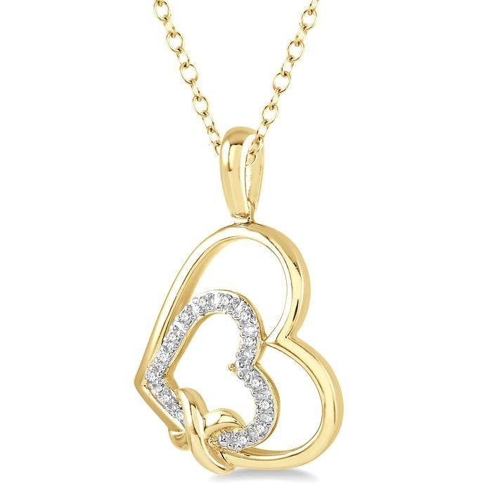 1/50 Ctw Round Cut Diamond Heart Pendant With Chain in Yellow Gold Vermeil