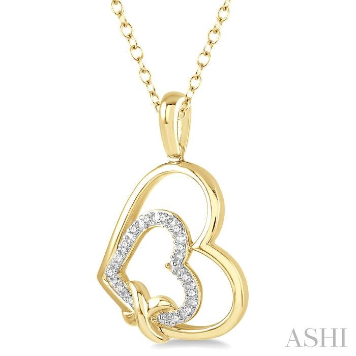 1/50 Ctw Round Cut Diamond Heart Pendant With Chain in Yellow Gold Vermeil