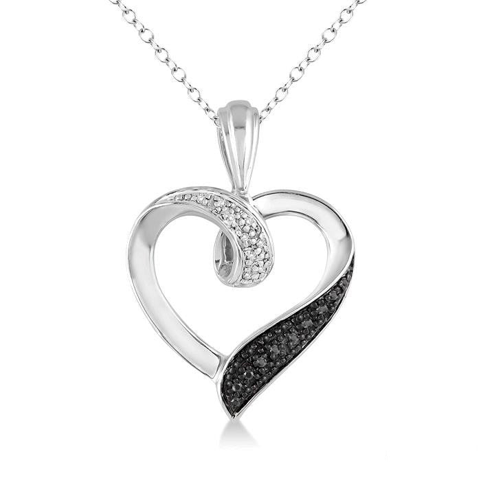 Cypress Rill Silver Heart Shape Black Diamond Fashion Pendant