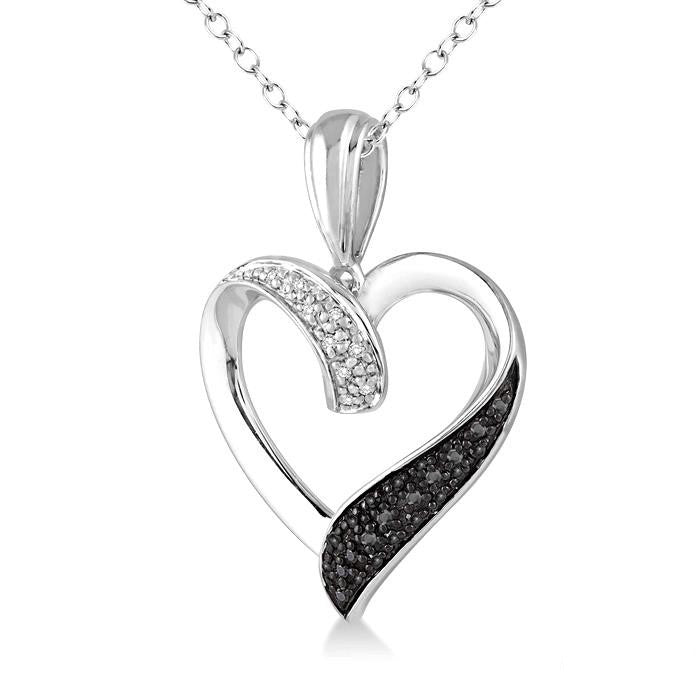 Cypress Rill Silver Heart Shape Black Diamond Fashion Pendant