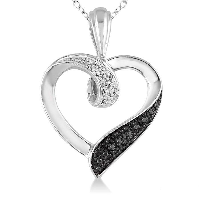 Cypress Rill Silver Heart Shape Black Diamond Fashion Pendant