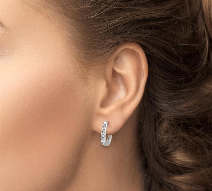 1/4 Ctw Round Cut Diamond Loop Earrings in Sterling Silver