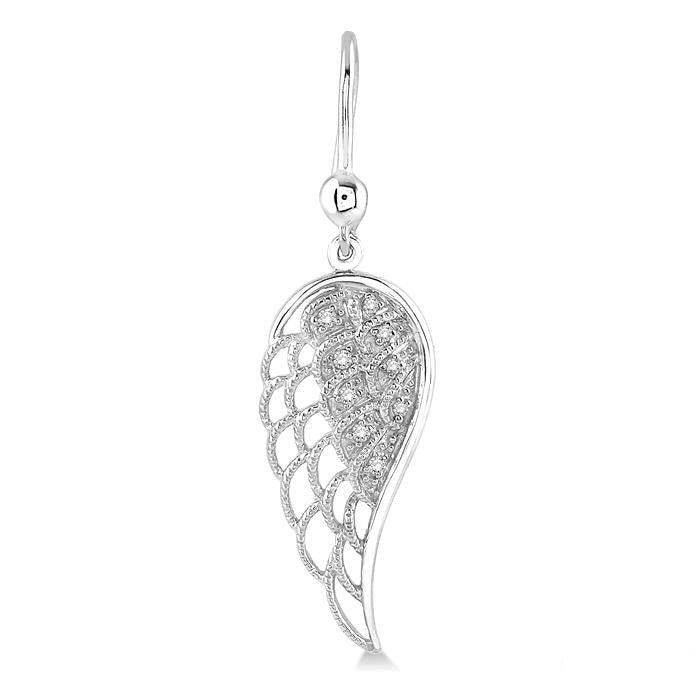 Silver Angel Wings Diamond Fashion Earrings