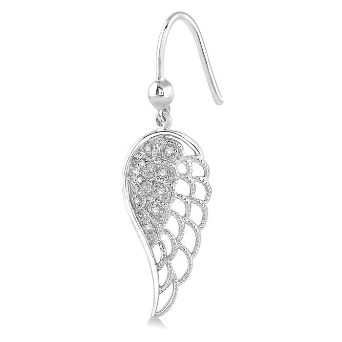 Silver Angel Wings Diamond Fashion Earrings