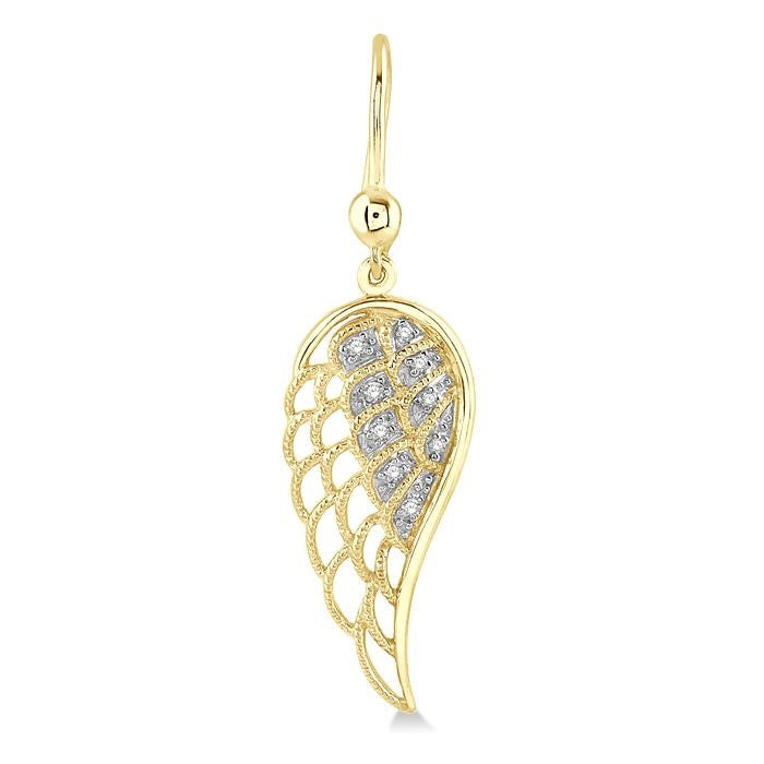1/20 Ctw Round Cut Diamond Angel Wings Diamond Earrings in Yellow Gold Vermeil