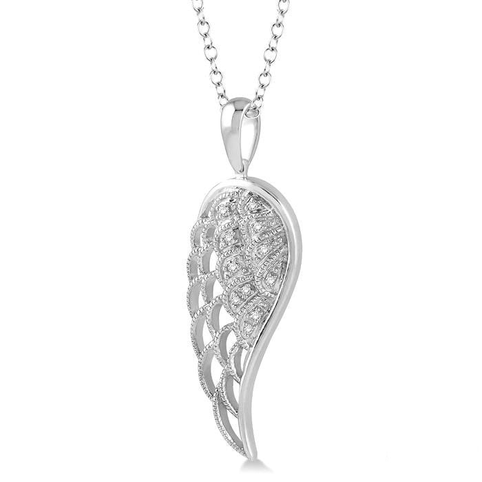 Ember Yew Silver Angel Wings Diamond Fashion Pendant