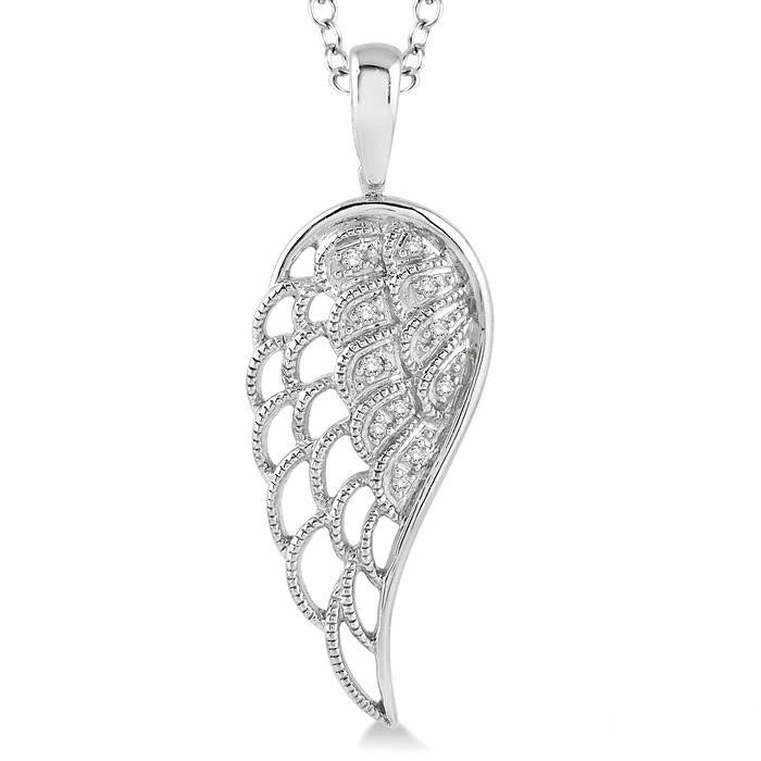 Ember Yew Silver Angel Wings Diamond Fashion Pendant