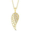 1/20 Ctw Round Cut Diamond Angel Wing Pendant With Chain in Yellow Gold Vermeil