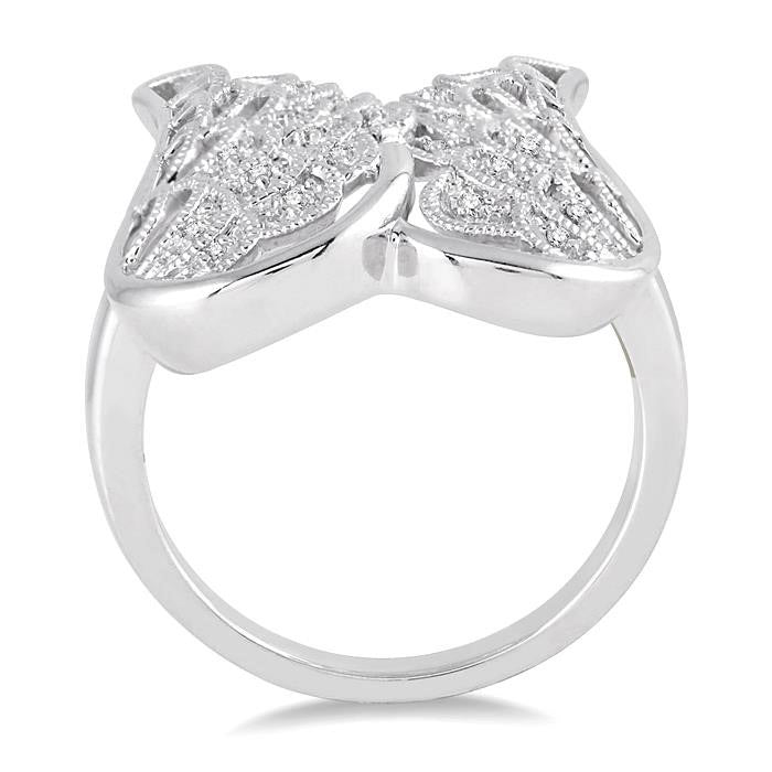 Silver Angel Wings Diamond Fashion Ring