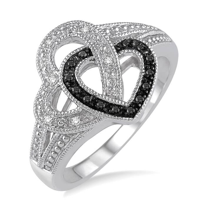 Heart Shape Silver Diamond Fashion Ring