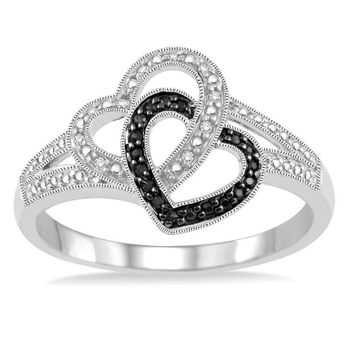 Heart Shape Silver Diamond Fashion Ring