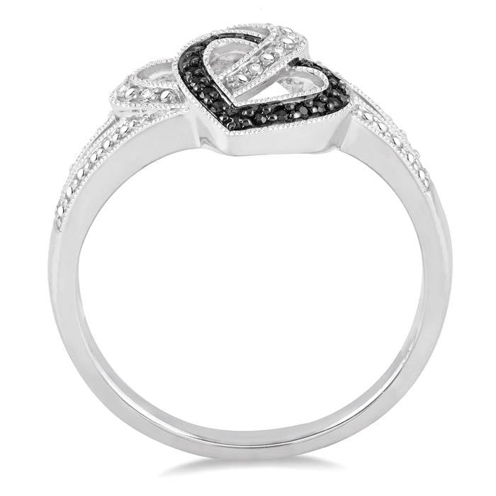 Heart Shape Silver Diamond Fashion Ring