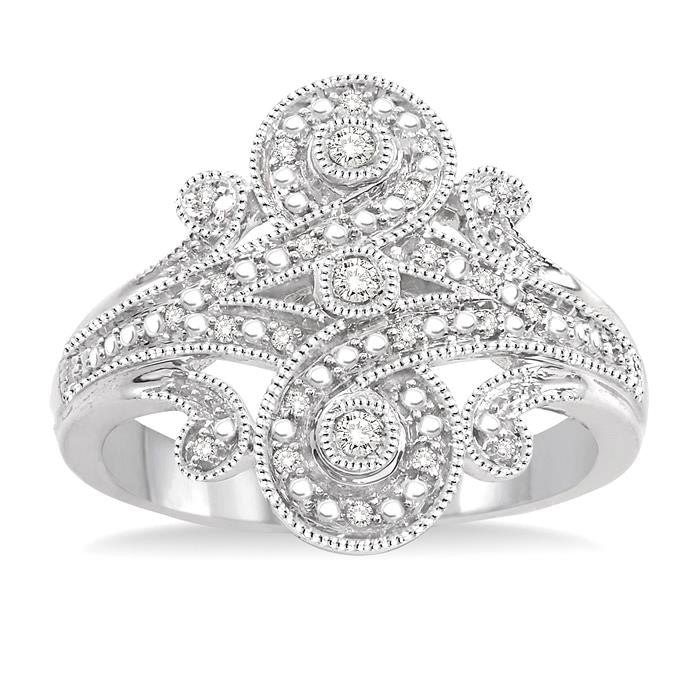 1/6 Ctw Round Cut Diamond Fashion Ring in Sterling Silver