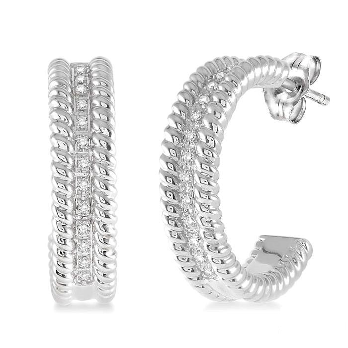 Silver Rope Diamond Earrings