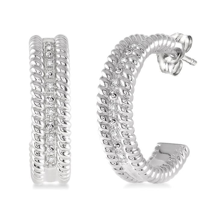 1/20 Ctw Round Cut Diamond Fashion Earrings in Sterling Silver