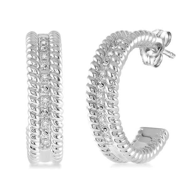 1/20 Ctw Round Cut Diamond Fashion Earrings in Sterling Silver